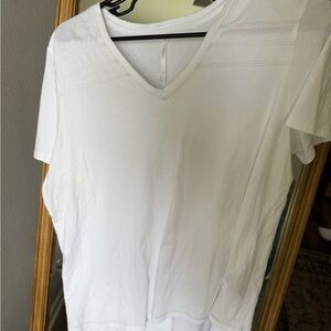 White V-Neck Short Sleeve Top